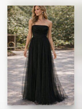 Joanna August Black Tulle Gown Size 4 EUC